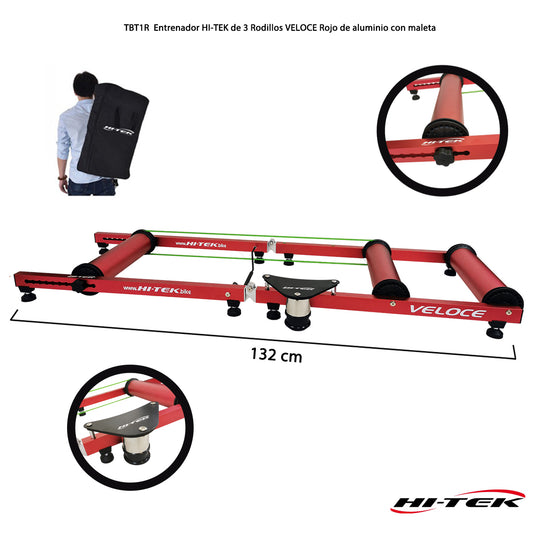 Entrenador HI-TEK de 3 Rodillos VELOCE Rojo de aluminio con maleta