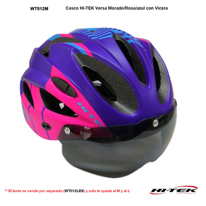 Casco HI-TEK Versa Morado/Rosa/azul con Vicera