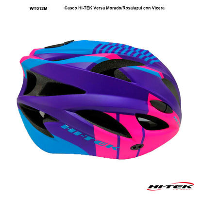 Casco HI-TEK Versa Morado/Rosa/azul con Vicera